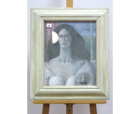 •ELIZABETH TAGGART (Irish, b.1943) (ARR) Portrait of Rebecca after Daphne Du Maurier, oil on board, signed and dated 1993 low