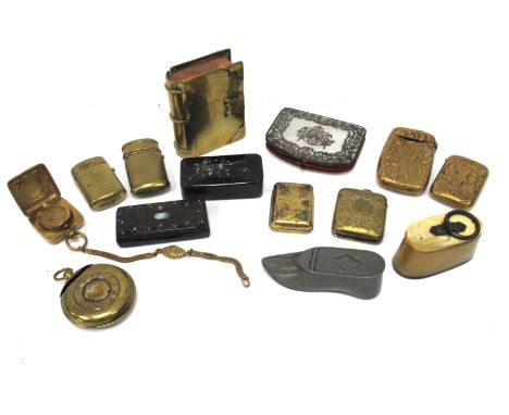 A Mid XIX Century Pewter Snuff Box, in the form of a shoe, the hinged cover with diamond shaped cartouche inscribed with init