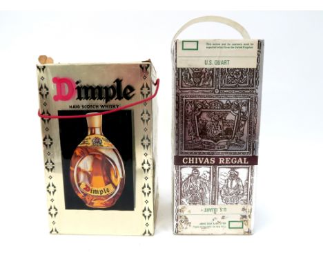 Whisky - John Haig & Co. Dimple Scotch Whisky, (duty free for exportation only), 1 litre, 86% US Proof, boxed; Chivas Regal 1