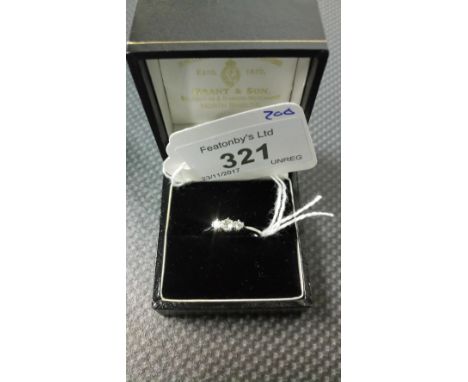 18CT WHITE GOLD 3 STONE DIAMOND RING, APPROX. 1/3 CT