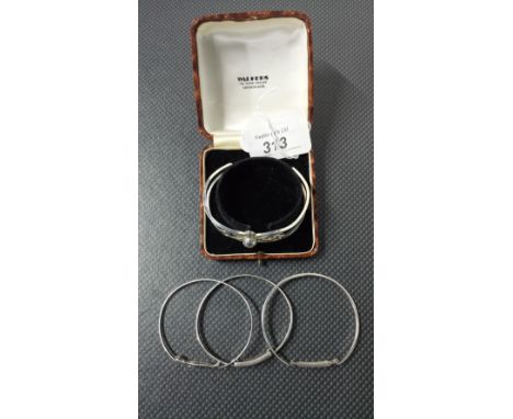 3 X .925 STERLING SILVER BANGLES & ONE OTHER LARGER BANGLE