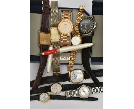ASSORTED WRISTWATCHES, to include a boxed Seiko quartz 7N01-6A30, 263251, extra links and a signed 'Seiko' box, a ladys Citiz