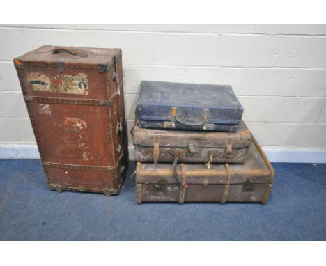 A PUKKA LUGGAGE TRAVELLING WARDROBE TRUNK, with five drawers, a carry case/shoe box, and fold out clothing hanging arms, widt