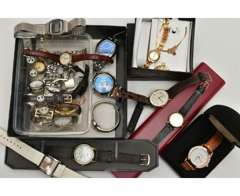 A BOX OF ASSORTED WRISTWATCHES, names to include Lorus, Sekonda, Pierre Cardin, Timex, (condition report, some in unused cond