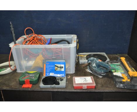 A PLASTIC TRAY CONTAINING POWER AND HAND TOOLS including a Black and Decker Sander (PAT pass and working), chisels, spanners,