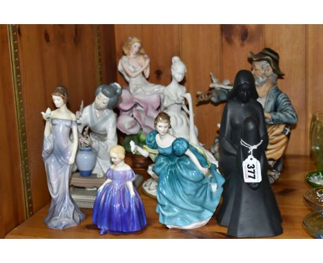 A GROUP OF FIGURES, comprising Royal Doulton Mother and Daughter HN2843 (scuffs), Rhapsody HN2267, Harmony HN2824 (loss to bi