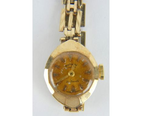 9ct gold ladies' Rotary 21 jewel watch. Case and bracelet fully hallmarked for Birmingham 1965.&nbsp; Gross weight 12.5 grams