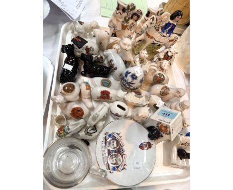 A collection of Goss animals including Shelley The Black Watch Dog, Manx cat etc