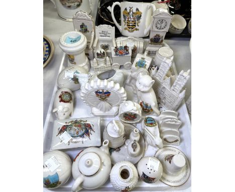 A collection of Goss crested ware including ferris wheel etc