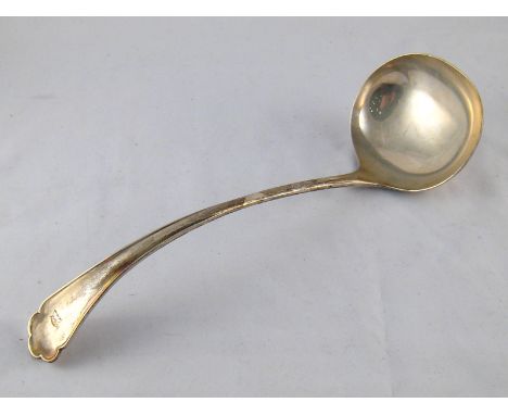 A silver soup ladle, Old English thread variant pattern, H. Atkins, Sheffield, 1921. length 30cm. wt. 239gm. 