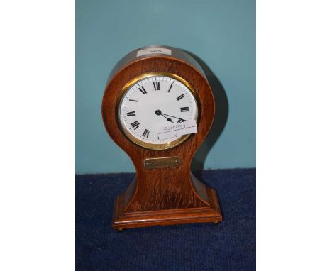 Light oak early 20th Century mantel clock with brass plaque marked RMC with French movement