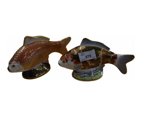 A Royal Crown Derby limited edition model of a Koi Carp number 445 of 2500 together with one other (2)largest 18cm longGood c