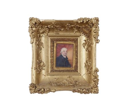 British, 19th century, a portrait miniature of Sir Thomas Hatton, 1st Barnet of Long Stanton, Cambridgeshire (1728-1787), 4.5