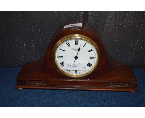 A Swiss made Edwardian mantel clock, the white dial with black Roman numerals and with retailer Wales &amp; McCulloch, 56 Che