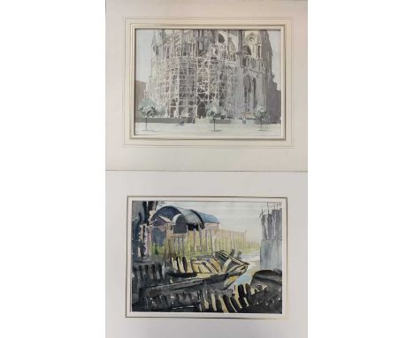 Adrian Bury (British, 20th century), watercolour, signed and dated 1937, plus one other - an architectural study, watercolour