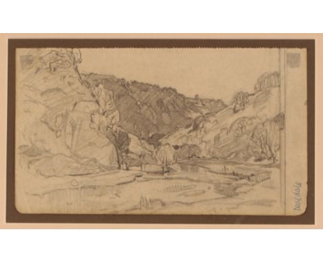 Leonard Russell Squirrell,1893-1979, rough working sketch, Dovedale, 12cm x 20cm
