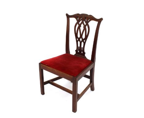 Five 19th Century carved mahogany dining chairs, in the Chippendale manner, having shaped cresting rails and pierced splat ba