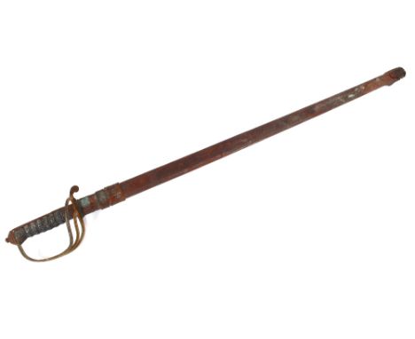 A Victorian officer's dress sword, by Henry Wilkinson of Pall Mall, having pierced basket hilt and shagreen grip, contained i