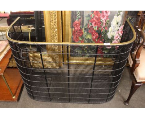 A Victorian brass and wirework nursery fireguard, 95cm wide x 68cm high