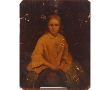 19th Century school, study of a young boy carrying a pitcher on his back, unsigned oil on board, 21cm x 16.5cm; and a similar
