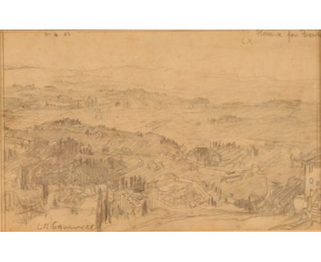 Leonard Russell Squirrell, 1893-1979, study of Florence from Fiosele, dated 1923, pencil sketch, 11cm x 17cm