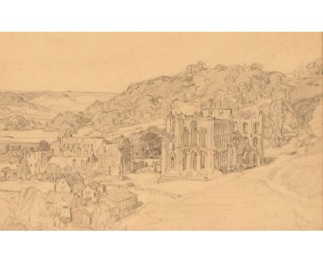 Leonard Russell Squirrell,1893-1979, study of Rievaulx Abbey, pencil sketch, 13cm x 21cm