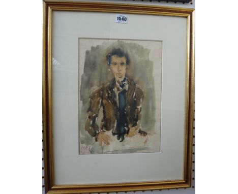Joseph Kossongi (1908-1981), Portrait of a young man, watercolour, signed and dated 1936, 