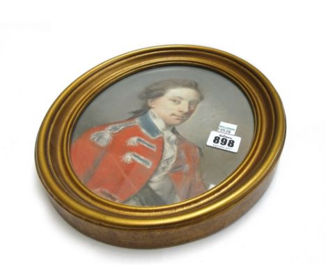 Circle of Hugh Douglas Hamilton, pastel portrait of an officer in a giltwood and glazed oval frame, 23cm high. 