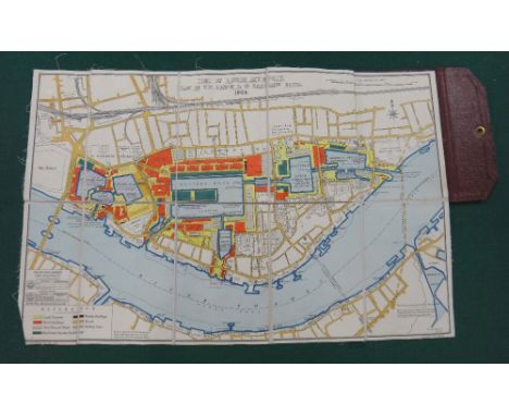 PORT OF LONDON AUTHORITY - Plans of the 5 Dock Groups.  coloured & folded on linen into gilt-lettered morocco wallets, variou