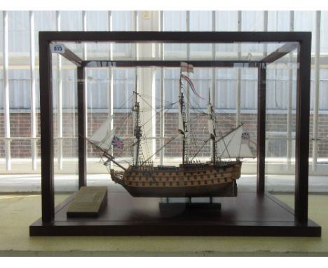 A modern ship's model of HMS Victory, produced by and for the Royal Naval Museum, one of a limited edition of 1805, housed un