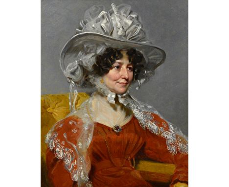 Henry Wyatt (fl.1817-1838), Portrait of a lady, oil on board, 28cm x 23cm.  Illustrated