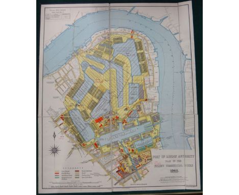 PORT OF LONDON AUTHORITY - Plan of Surrey Commercial Docks, 1968.  54 x 44cms., coloured, folded on linen within gilt-lettere