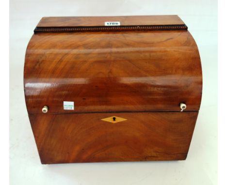 A 19th century cylinder fronted mahogany decanter box, 32cm wide x 27cm high.