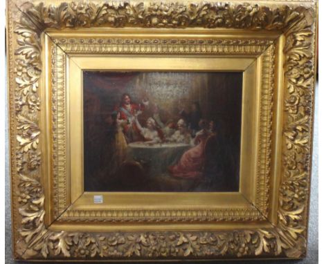 M. Rosalbin de Buncey (19th century), Soiree- The Toast, oil on canvas, signed and inscribed Paris, 26cm x 32cm.