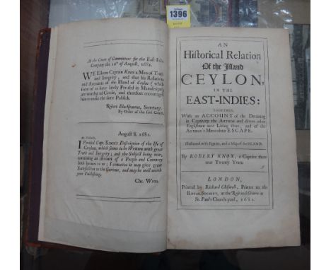 KNOX (Robert)  An Historical Relation of the Island Ceylon, in the East-Indies: together, with an account of detaining in cap