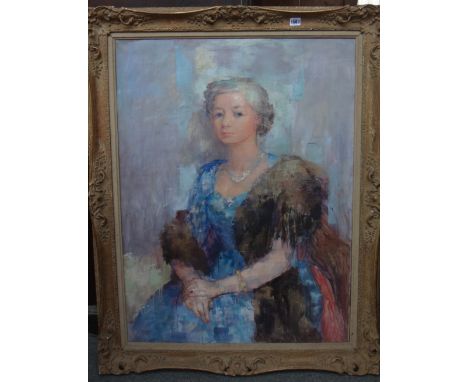 John Napper (1916-2001), Portrait of Lady Nosworthy, oil on canvas, signed and dated 1956, dated 27th April 1955 on reverse, 
