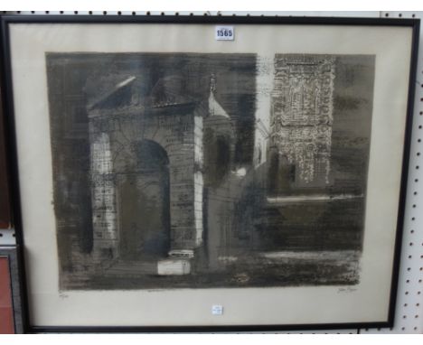 John Piper (1903-1992), Westminster I, lithograph, signed and numbered 55/100, 44cm x 58.5cm. DDS