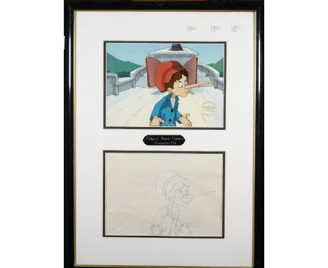 'PINOCCHIO' ANIMATION CEL AND 'SNOW WHITE AND THE SEVEN DWARFS' POSTER: an original hand-painted, production animation cell, 