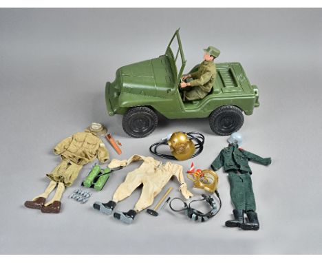 An Action Man 'Transport Command' Jeep, boxed and a quantity of vintage Action Man clothes and accessories, (qty).