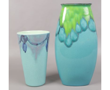 A Poole Tallulah manhattan vase, 36cm tall along with another. 