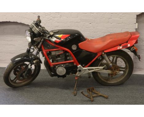 A Honda CB450S motorbike. Engine possibly 350cc. 
