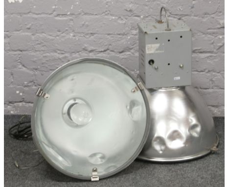 Two industrial sodium high bay lighting units. 