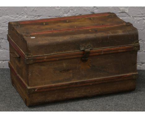 A large metal trunk. 