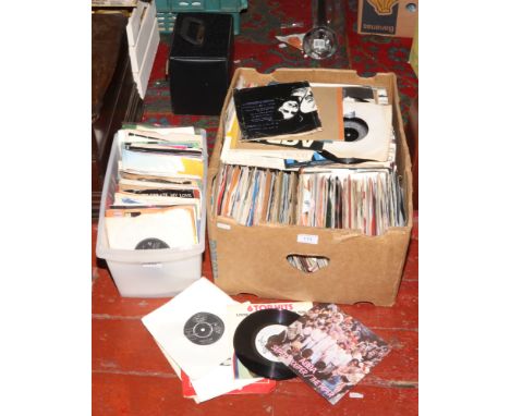 Two boxes of singles to include Michael Jackson, ABBA, easy listening etc. 