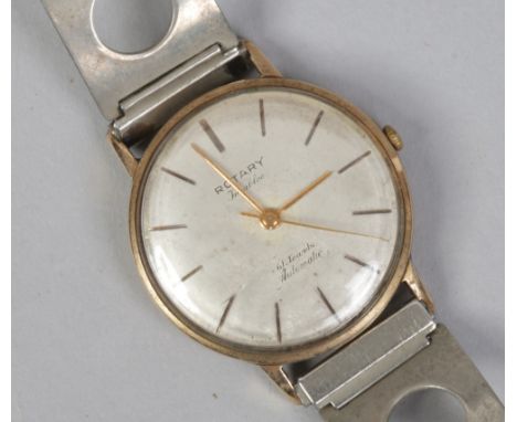 A 9ct Rotary automatic wristwatch head 41 jewels, second sweep finger, serial number 773274 fitted with a stainless steel str