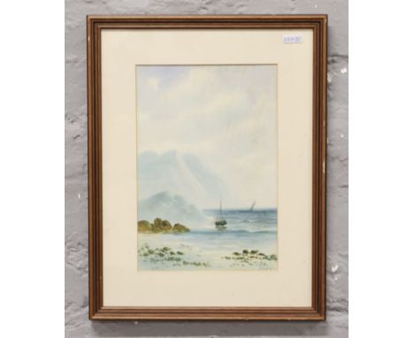 J. Russell, a framed seascape watercolour with a fishing boat. 