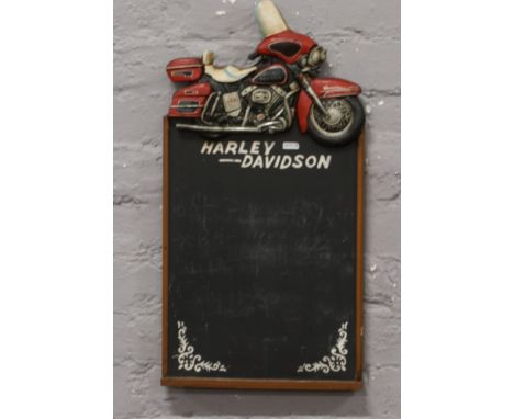 Harley Davidson wooden chalkboard, 62cm x 32cm. 