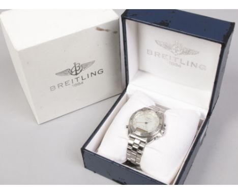 A Gentleman's Breitling stainless steel Navitimer Quartz bracelet watch. With rotating bezel, centre seconds and digital day 