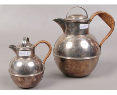 An Arts and Crafts silver plate teapot by T. H. Winder &amp; Co. Windermere, along with a smaller example. 