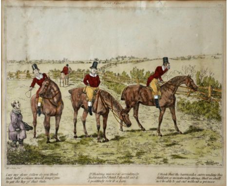 J. CLARK AFTER HENRY THOMAS ALKEN - FOX HUNTING, A SET OF FOUR, AQUATINTS ON WOVE, HAND COLOURED, ORIGINALLY PUBLISHED EARLY 